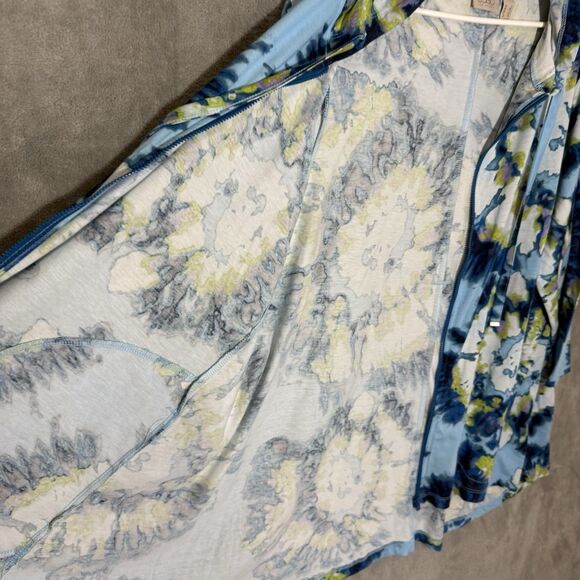 LOGO Lounge by Lori Goldstein L Tie Dye Full Zip Front Tunic Floral Hoodie Blue - Picture 8 of 10